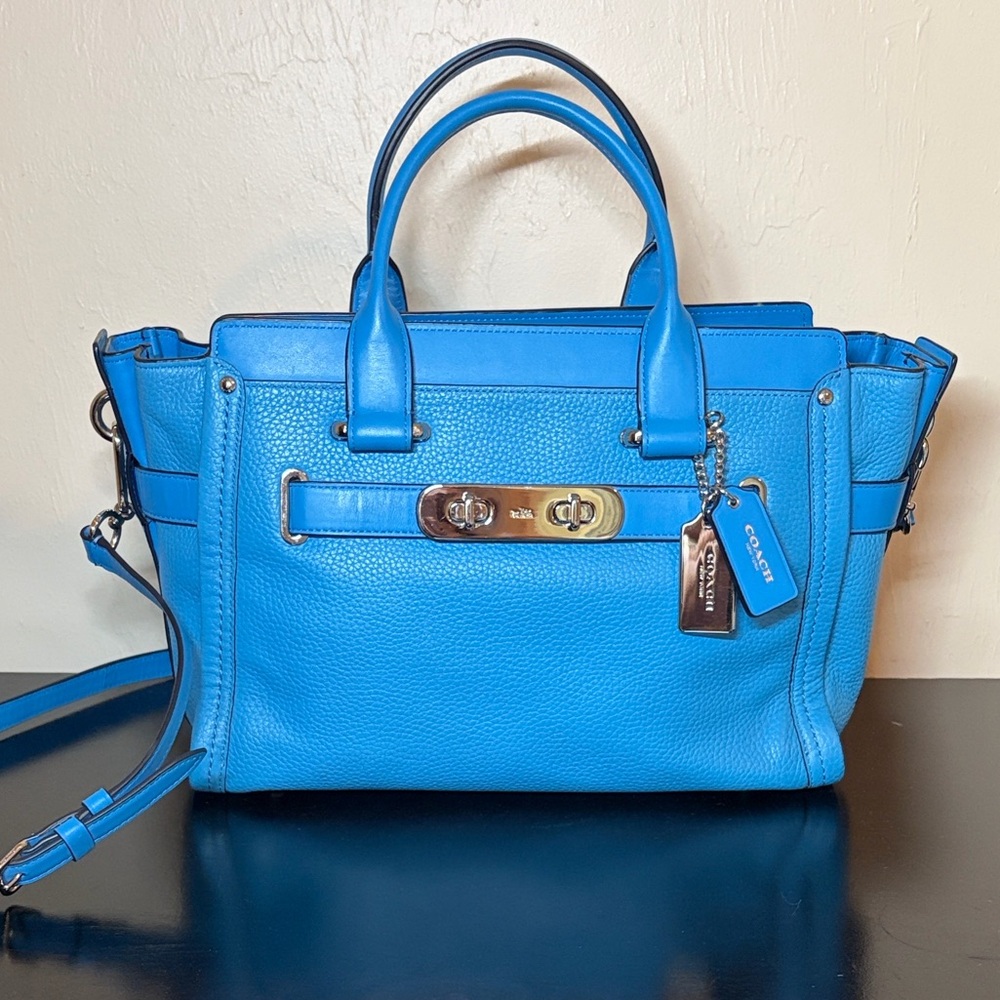 Coach Leather Turquoise Satchel